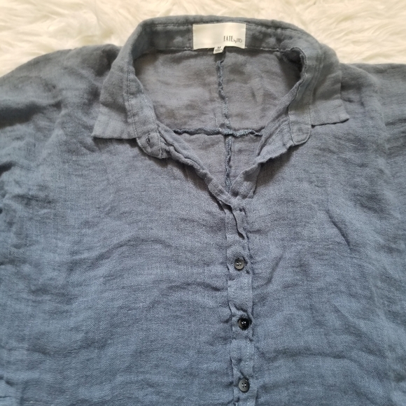 FATE by Led Linen Loganlook Button Blouse Medium M - Picture 4 of 8
